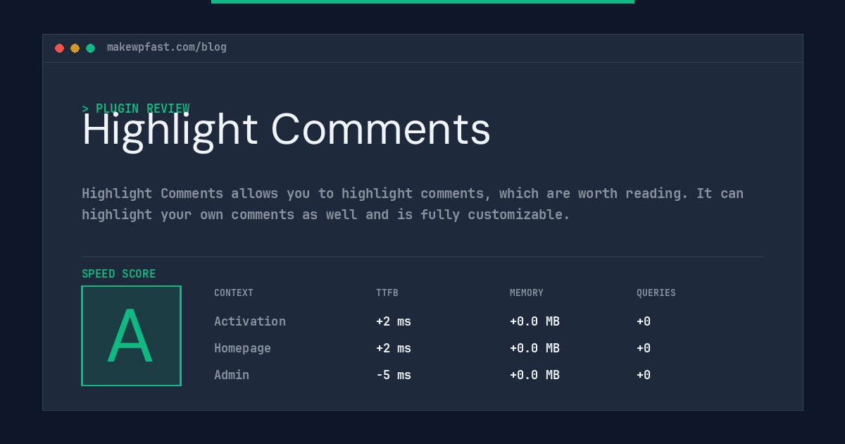 Highlight Comments - MakeWPFast