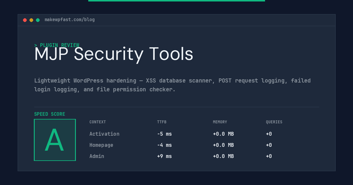 MJP Security Tools - MakeWPFast