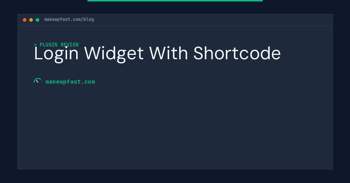 Login Widget With Shortcode - MakeWPFast