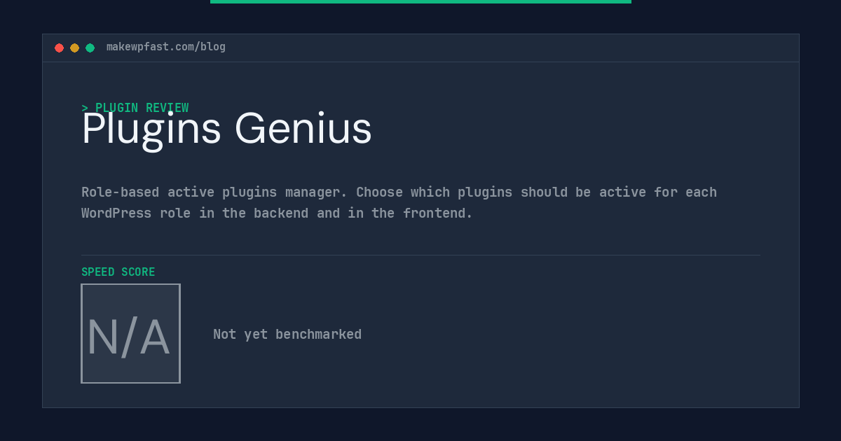 Plugins Genius - MakeWPFast