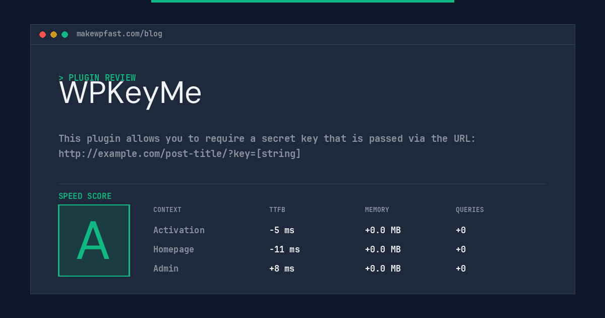 WPKeyMe - MakeWPFast