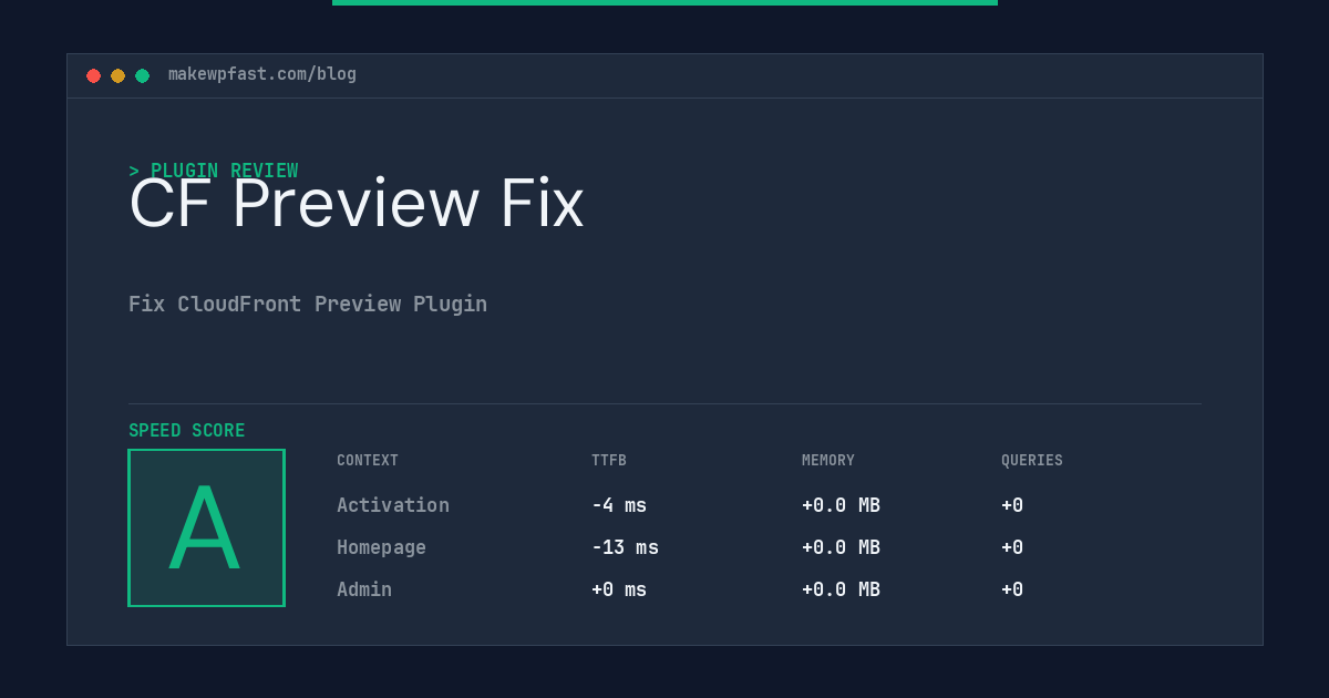 CF Preview Fix - MakeWPFast