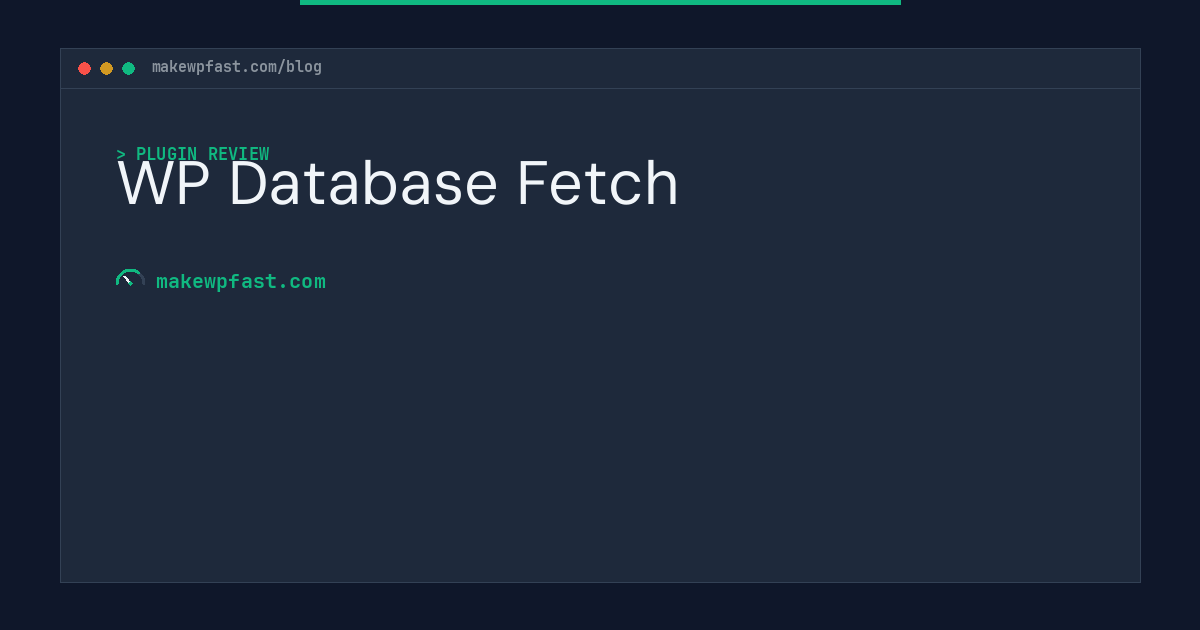 WP Database Fetch - MakeWPFast