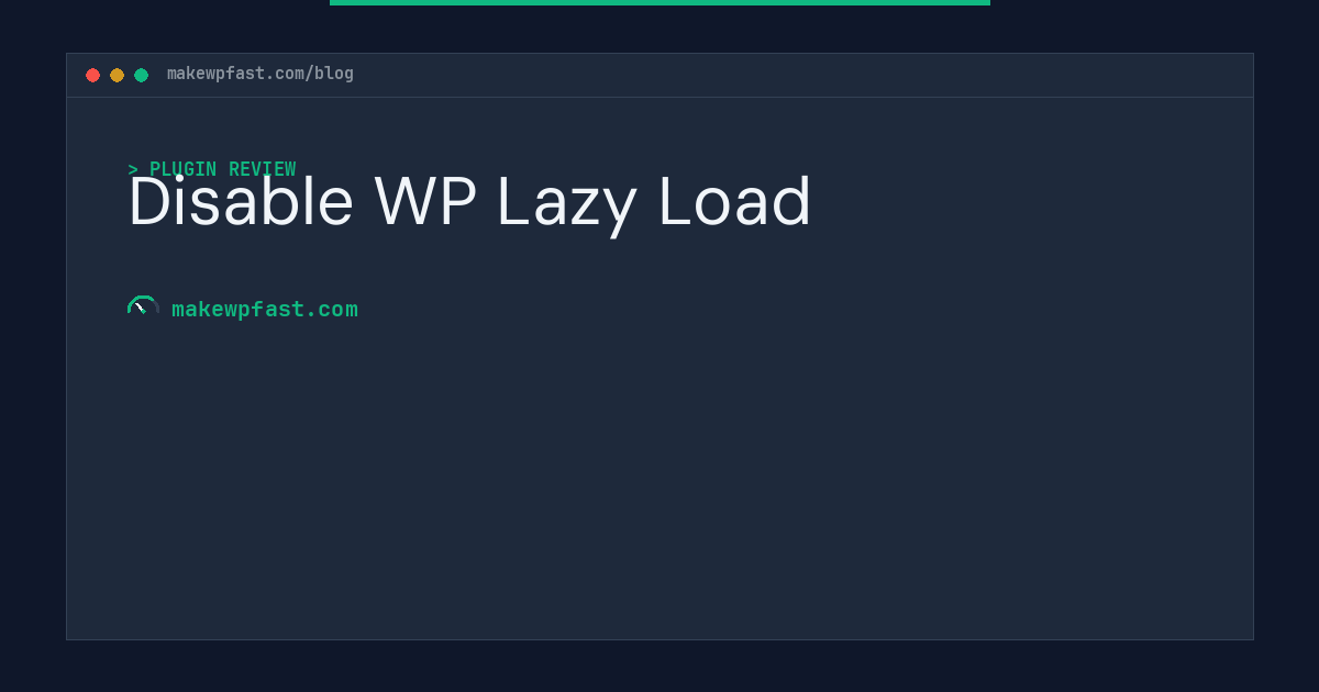 Disable WP Lazy Load - MakeWPFast