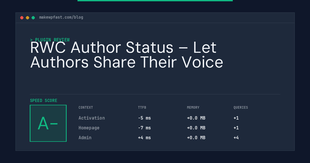 RWC Author Status – Let Authors Share Their Voice - MakeWPFast