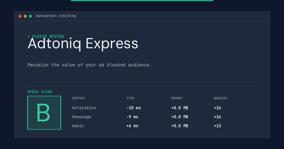 Adtoniq Express - MakeWPFast