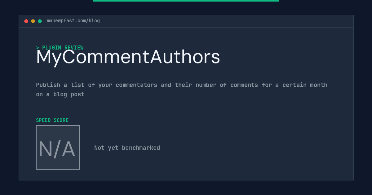 MyCommentAuthors - MakeWPFast