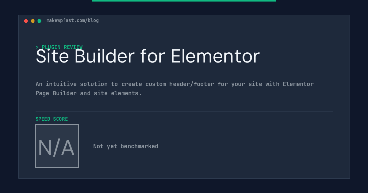 Site Builder for Elementor - MakeWPFast