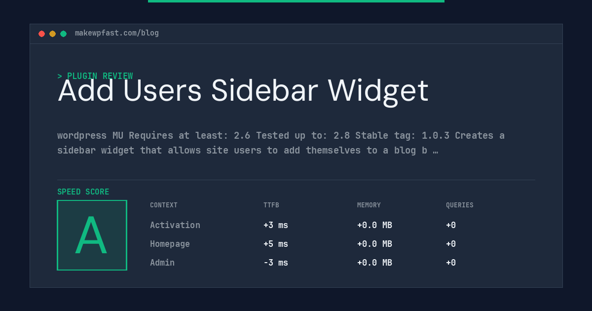 Add Users Sidebar Widget - MakeWPFast