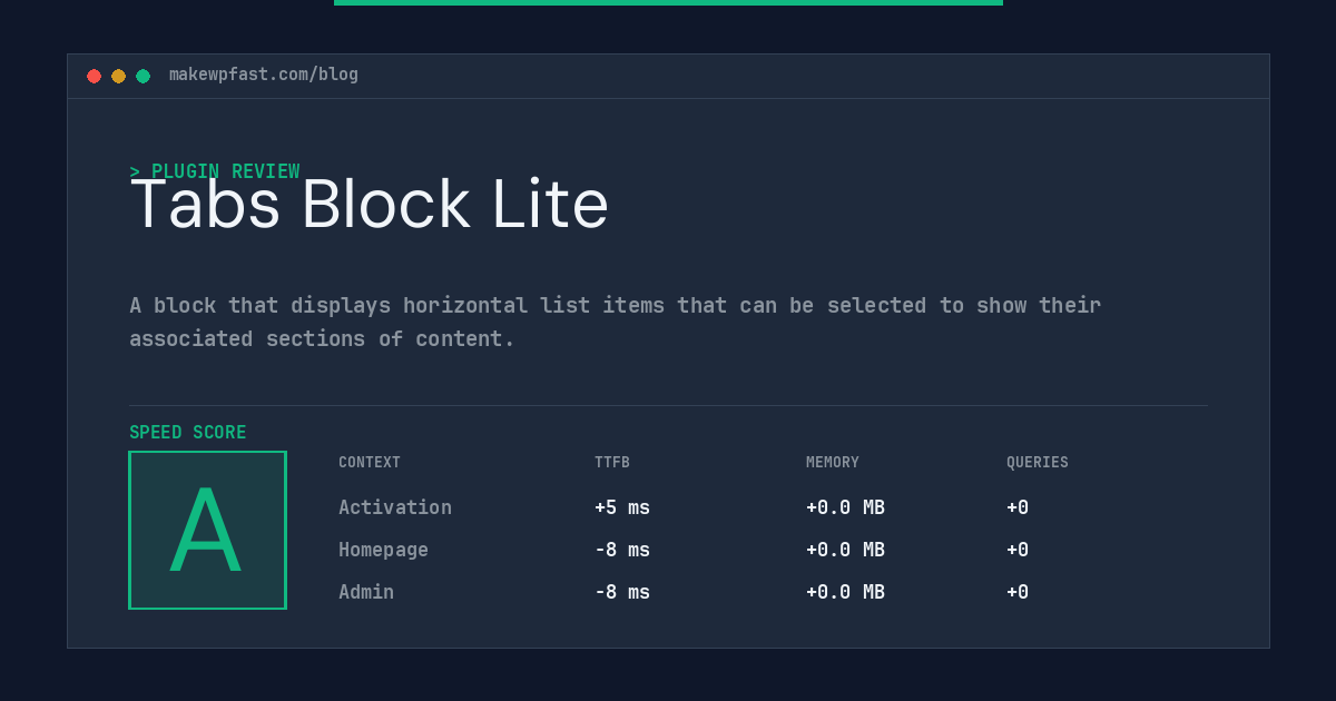 Tabs Block Lite - MakeWPFast