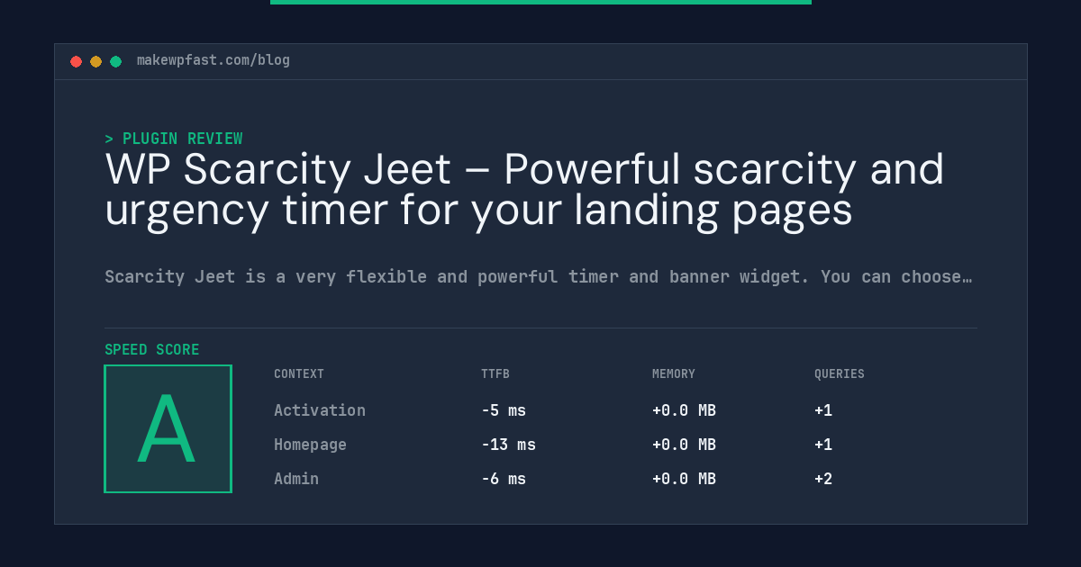 WP Scarcity Jeet – Powerful scarcity and urgency timer for your landing pages - MakeWPFast