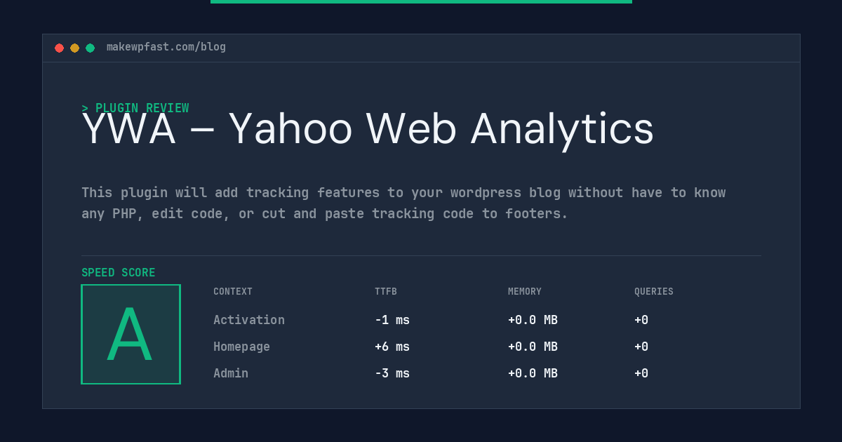 YWA – Yahoo Web Analytics - MakeWPFast