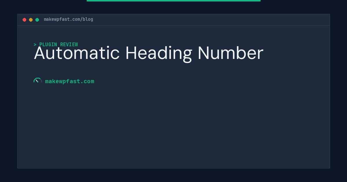 Automatic Heading Number - MakeWPFast