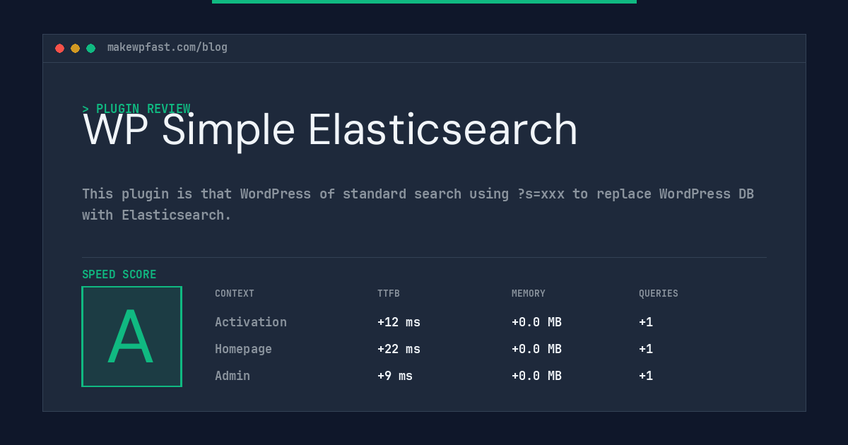WP Simple Elasticsearch - MakeWPFast