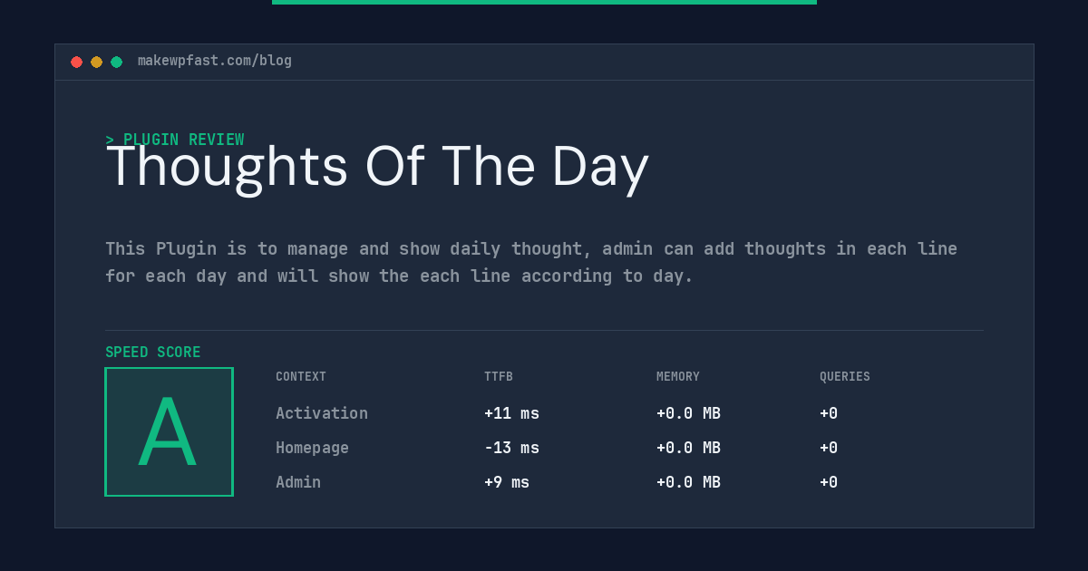 Thoughts Of The Day - MakeWPFast