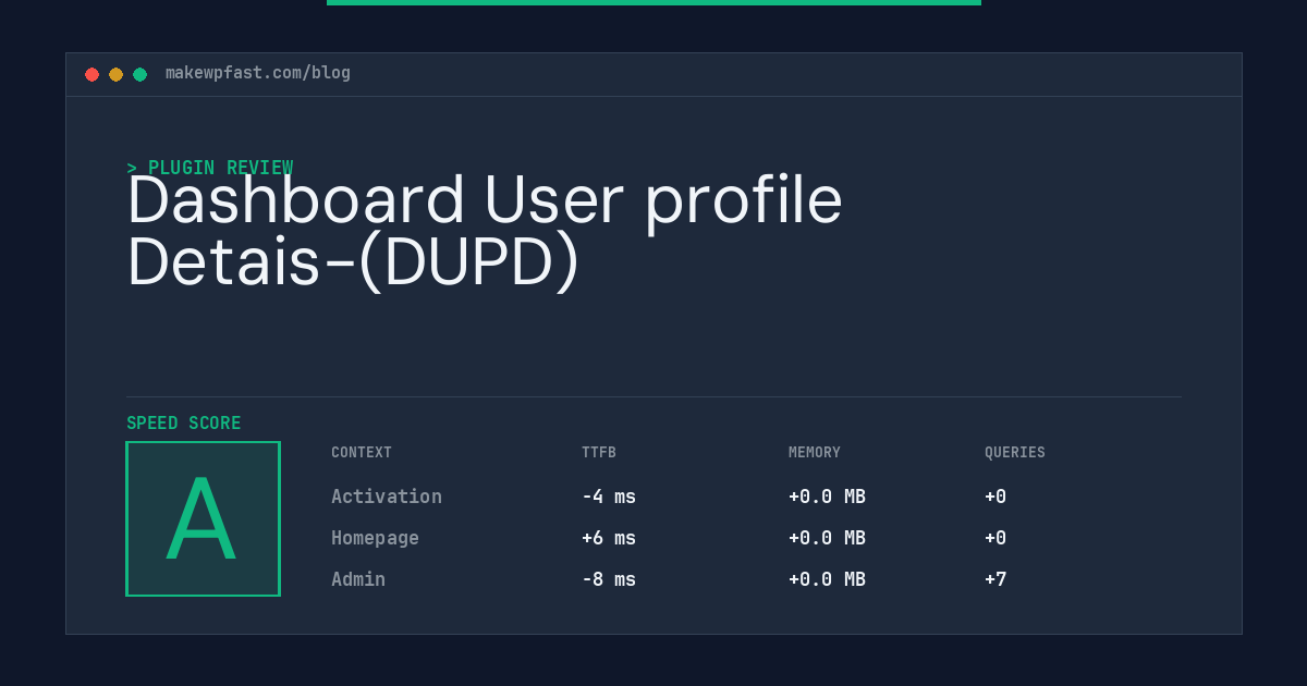 Dashboard User profile Detais-(DUPD) - MakeWPFast
