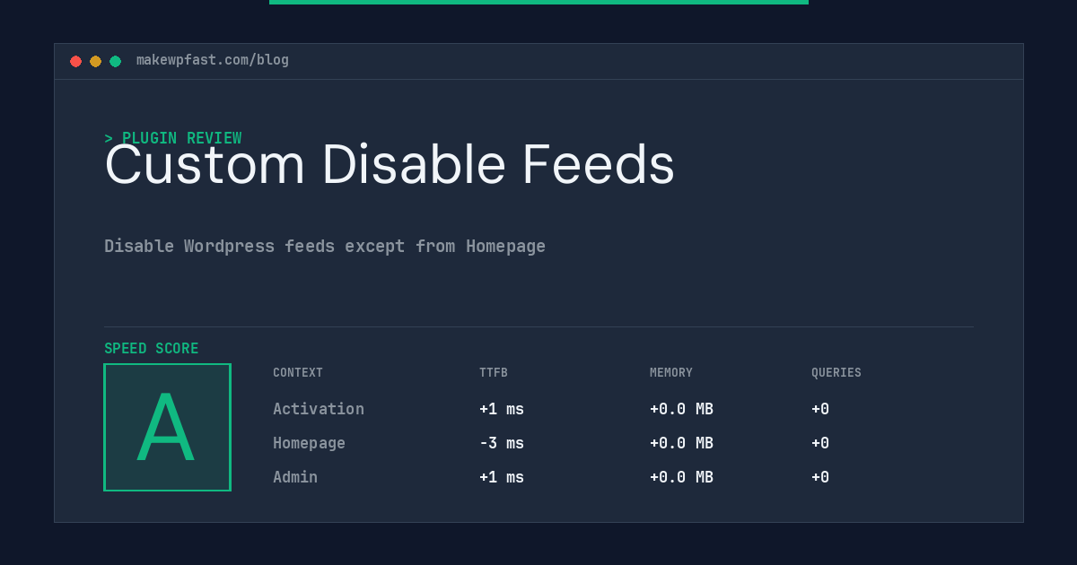 Custom Disable Feeds - MakeWPFast