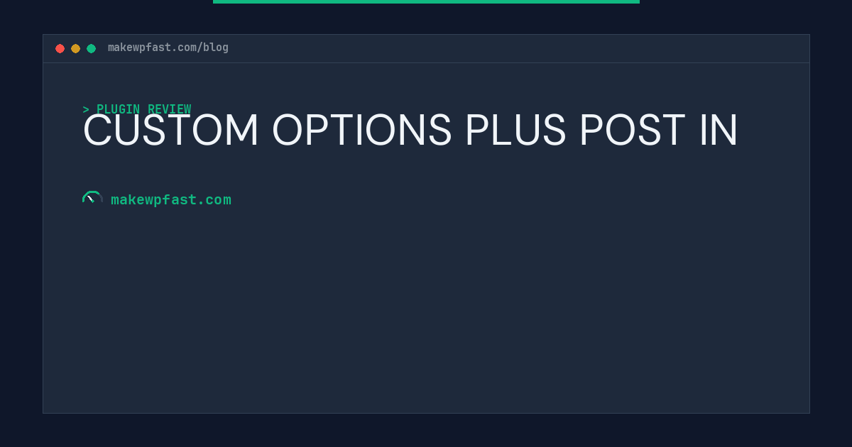 CUSTOM OPTIONS PLUS POST IN - MakeWPFast