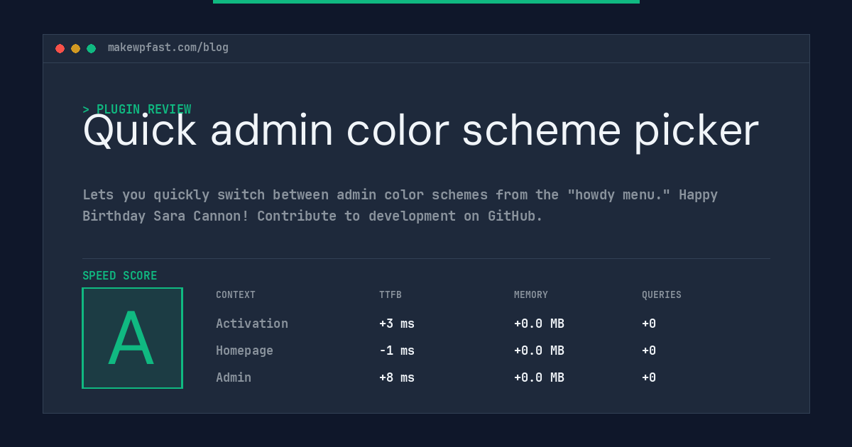 Quick admin color scheme picker - MakeWPFast
