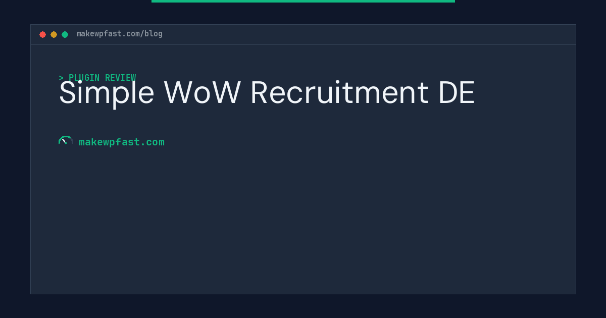 Simple WoW Recruitment DE - MakeWPFast