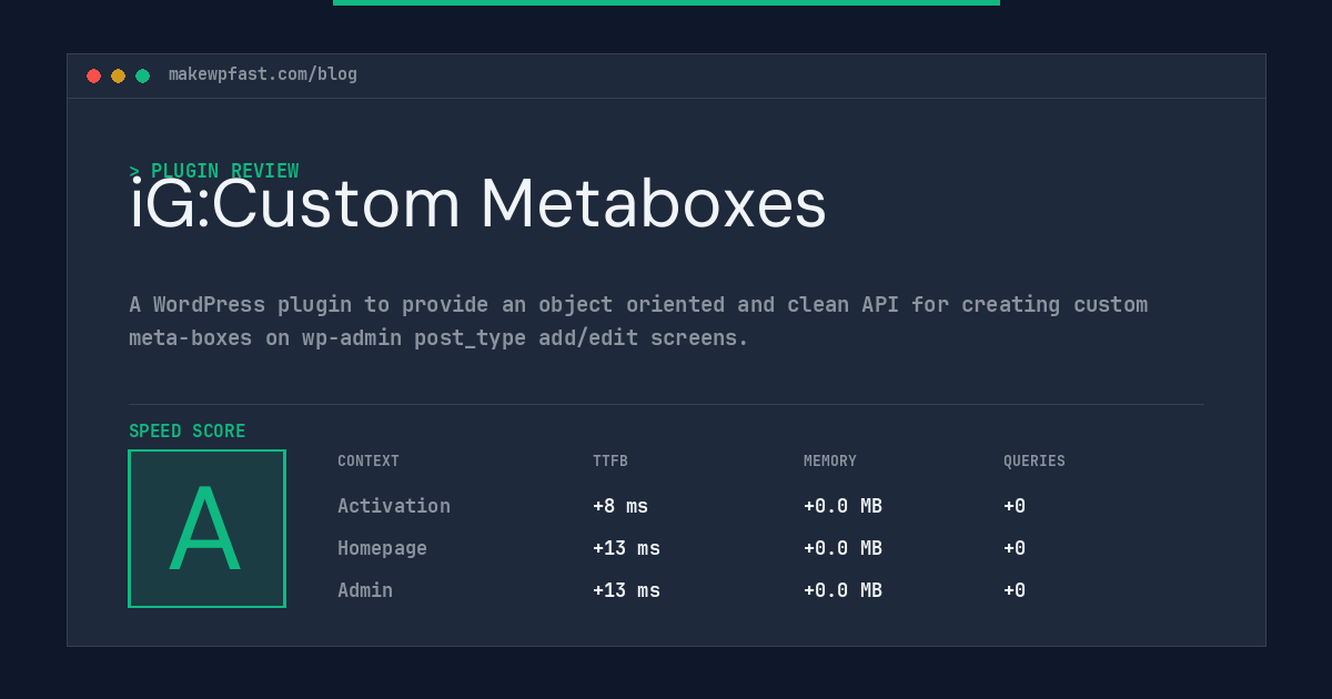 iG:Custom Metaboxes - MakeWPFast