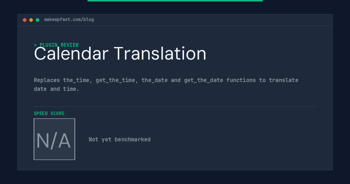 Calendar Translation - MakeWPFast