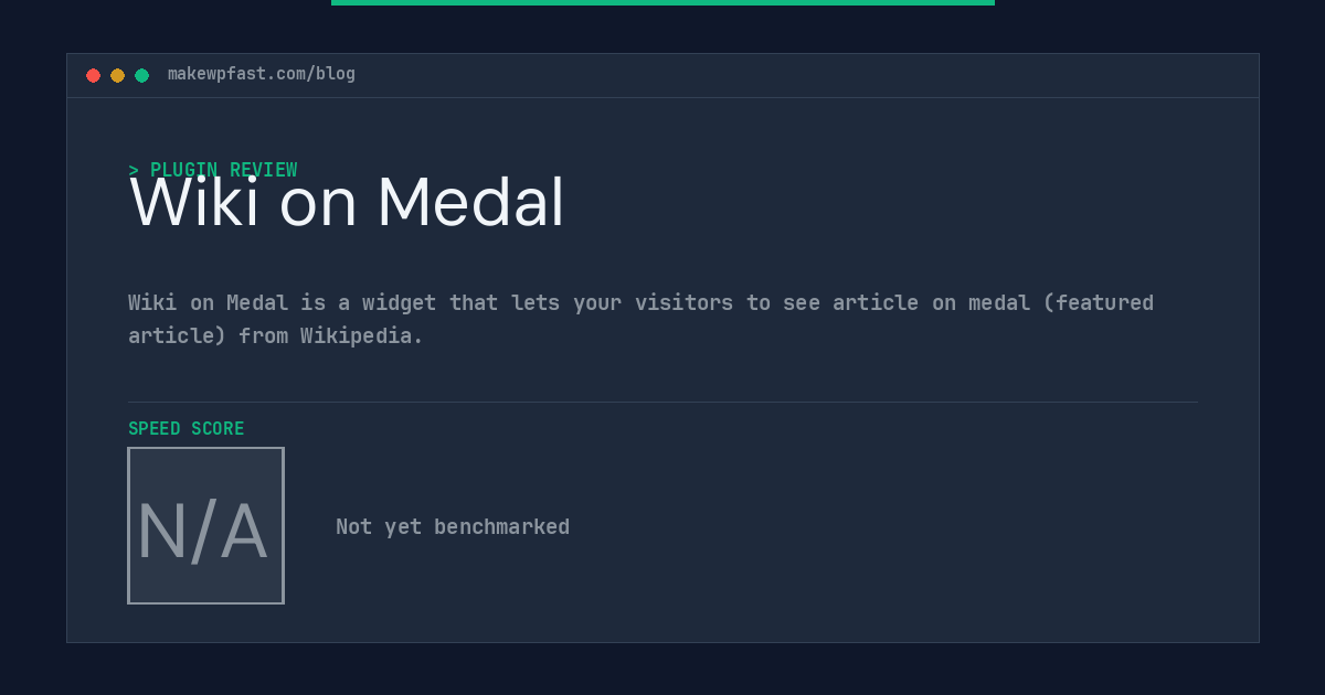 Wiki on Medal - MakeWPFast