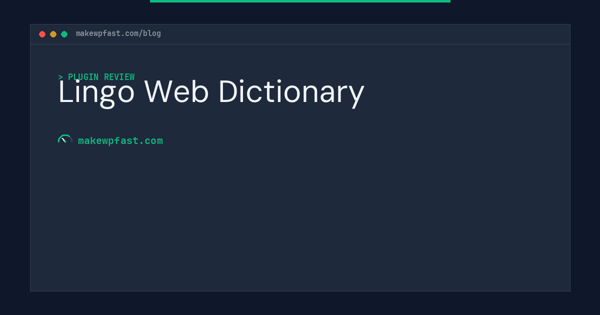 Lingo Web Dictionary - MakeWPFast