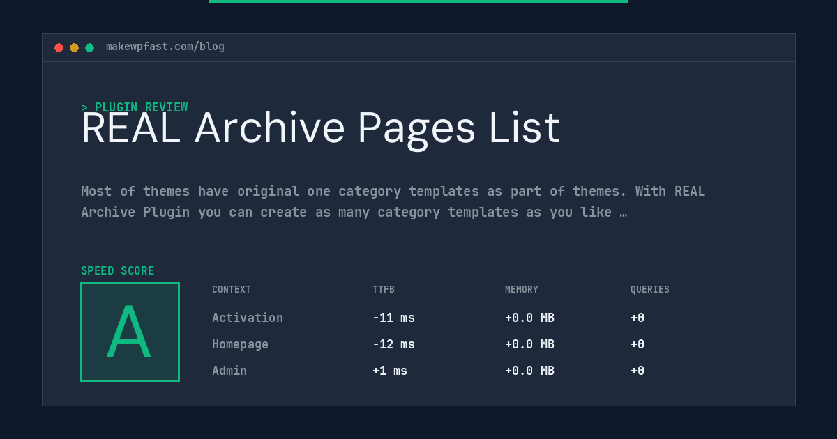 REAL Archive Pages List - MakeWPFast