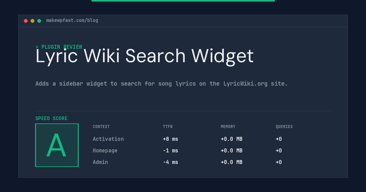 Lyric Wiki Search Widget - MakeWPFast