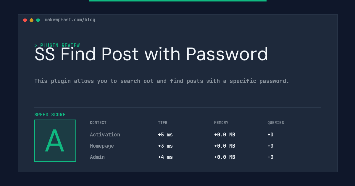 SS Find Post with Password - MakeWPFast