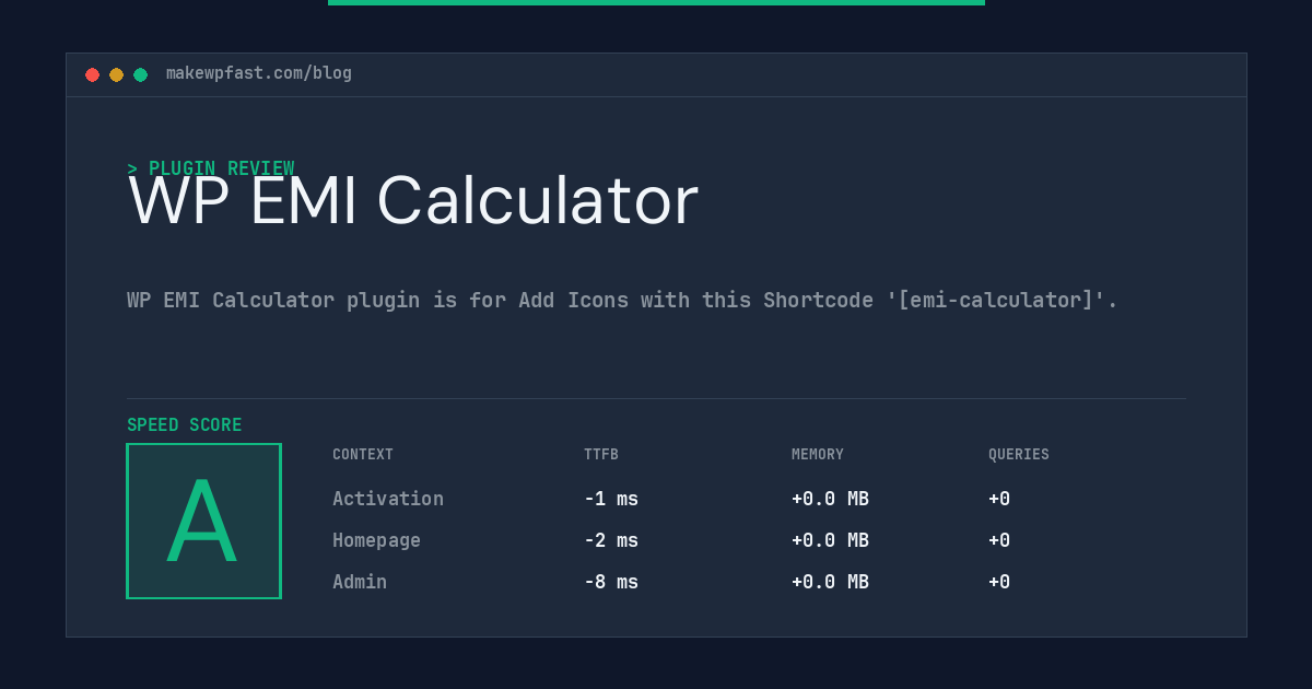 WP EMI Calculator - MakeWPFast