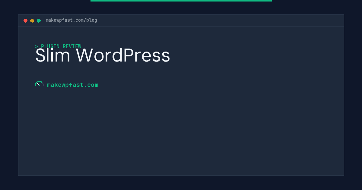 Slim WordPress - MakeWPFast