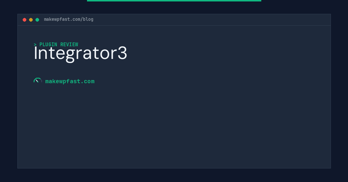 Integrator3 - MakeWPFast
