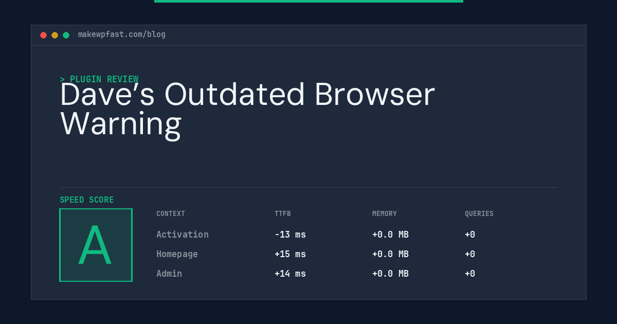 Dave’s Outdated Browser Warning - MakeWPFast