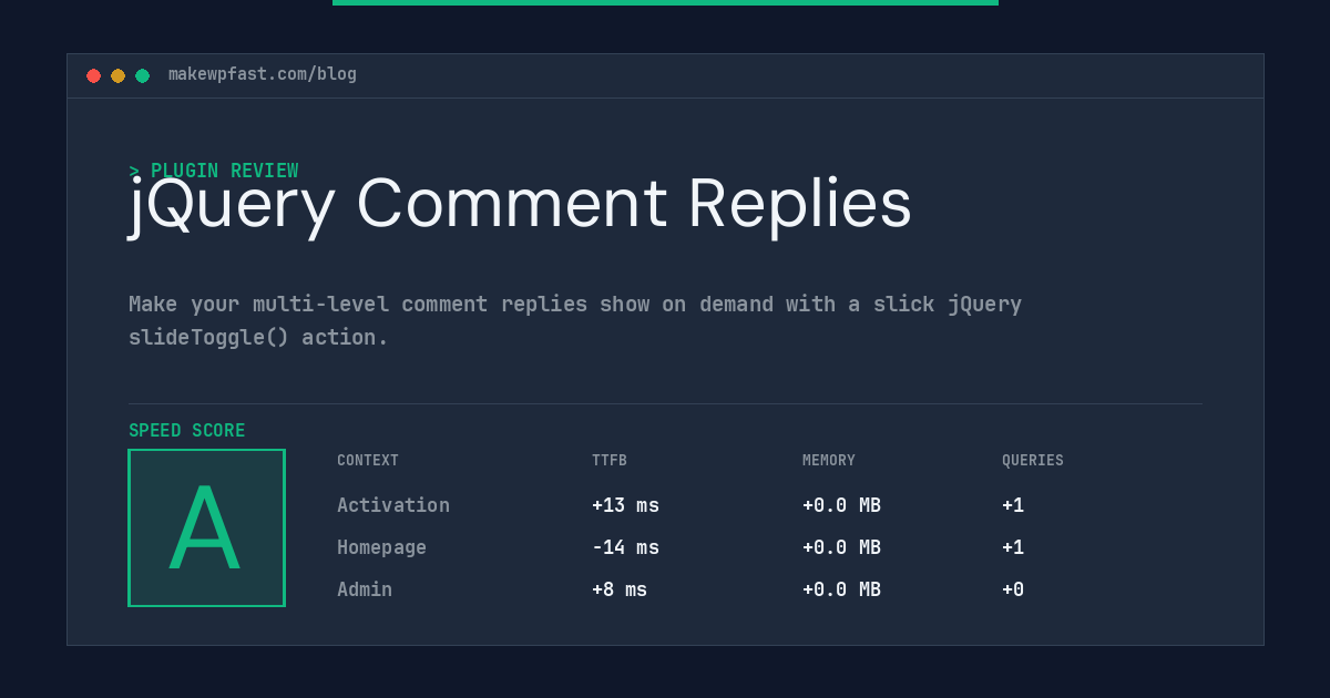 jQuery Comment Replies - MakeWPFast