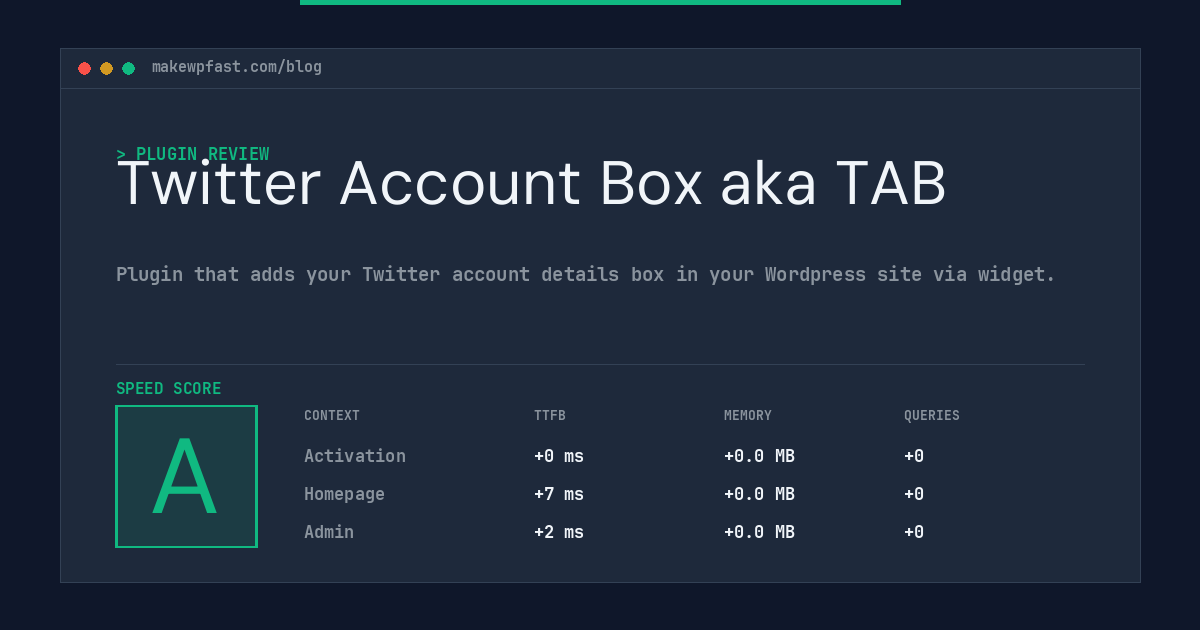 Twitter Account Box aka TAB - MakeWPFast