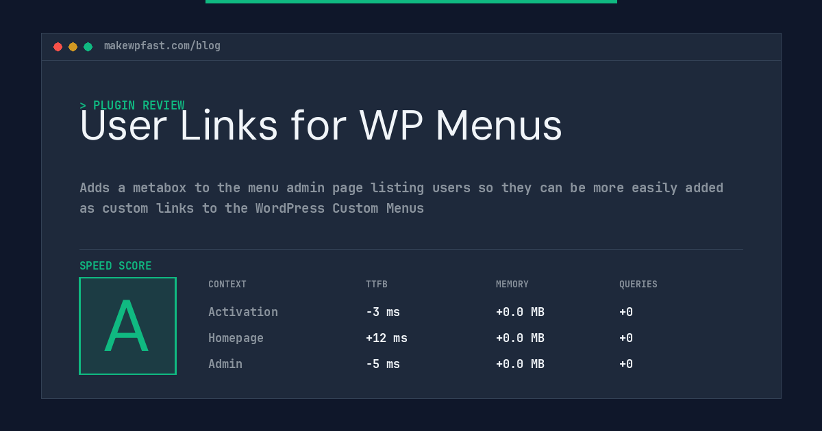 User Links for WP Menus - MakeWPFast