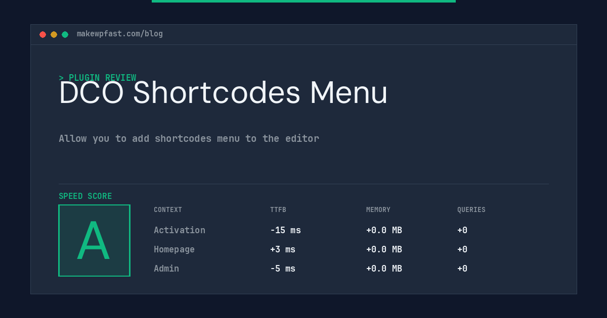 DCO Shortcodes Menu - MakeWPFast