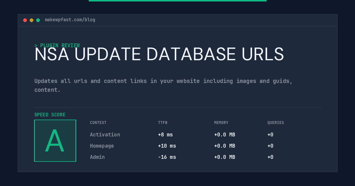 NSA UPDATE DATABASE URLS - MakeWPFast