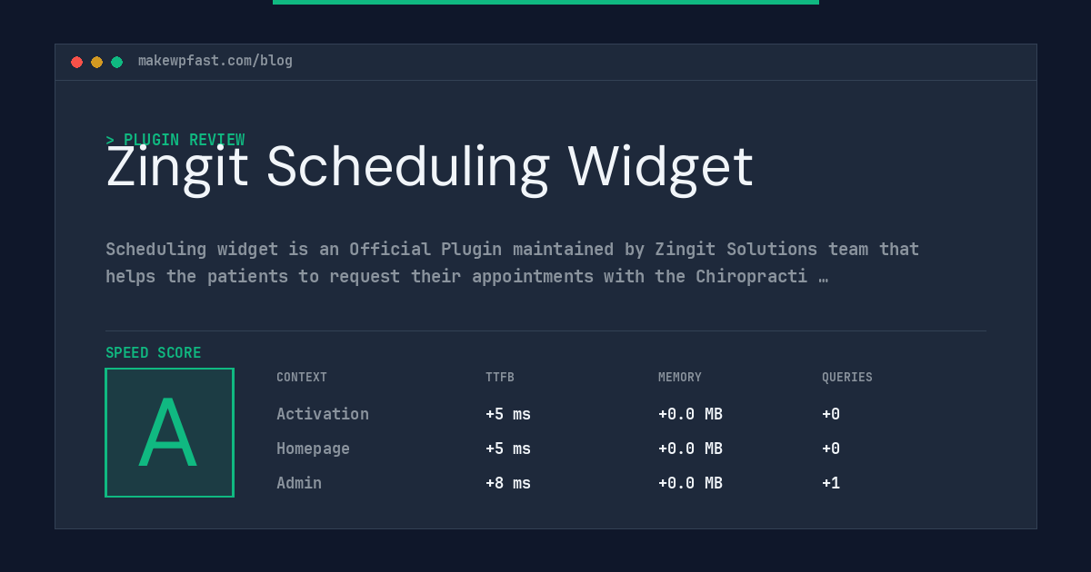 Zingit Scheduling Widget - MakeWPFast