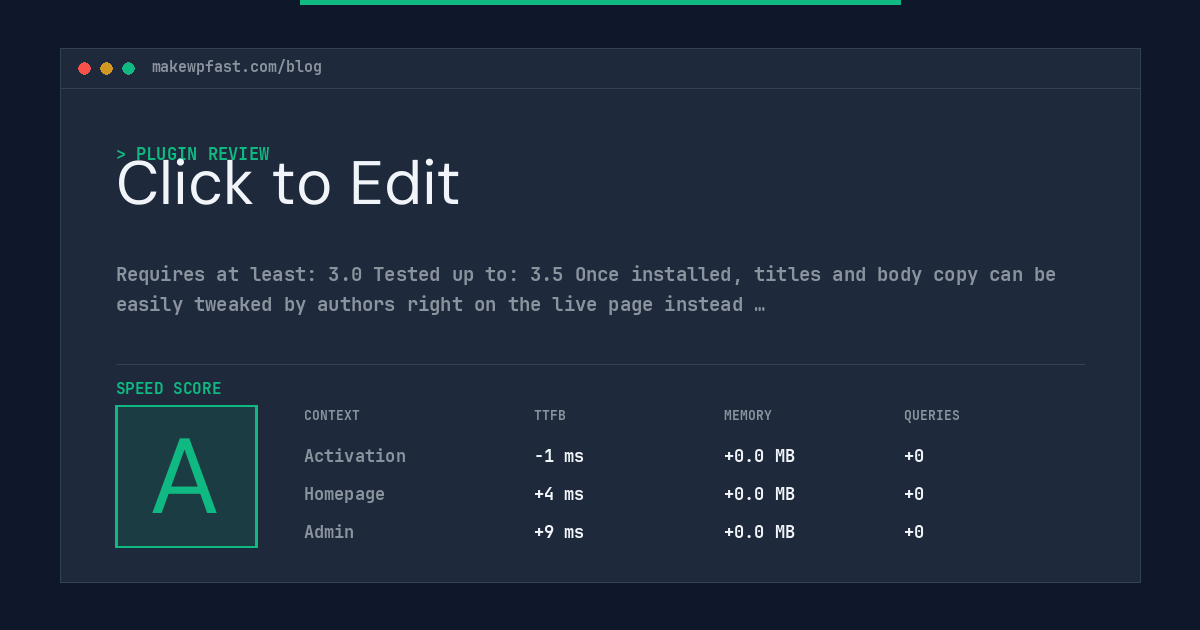 Click to Edit - MakeWPFast