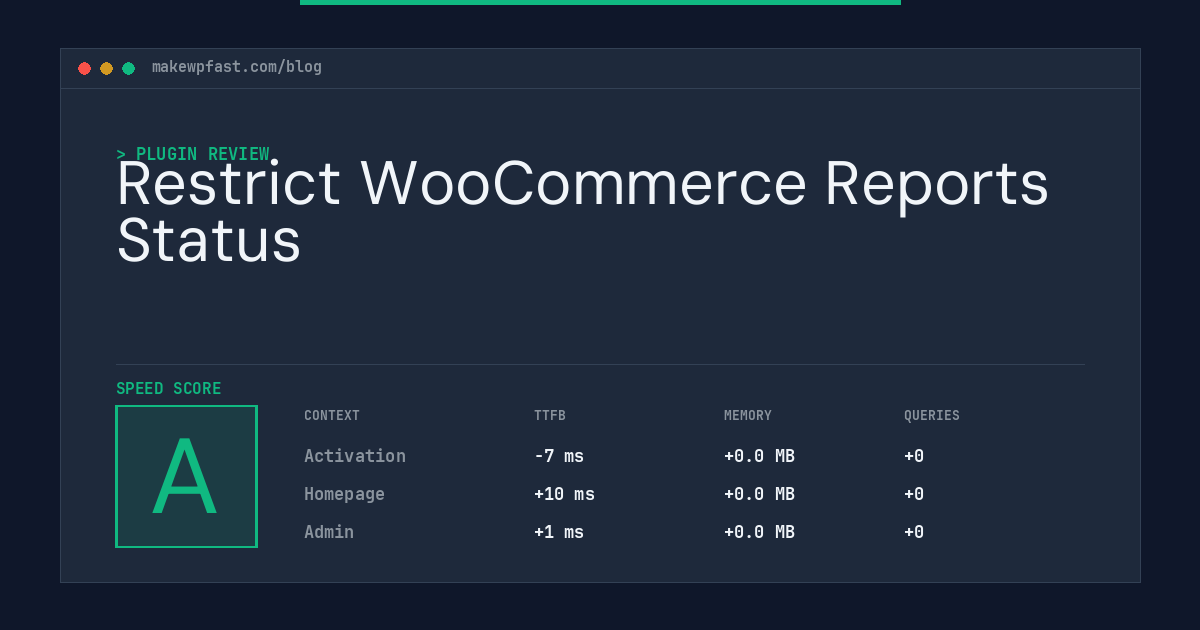 Restrict WooCommerce Reports Status - MakeWPFast