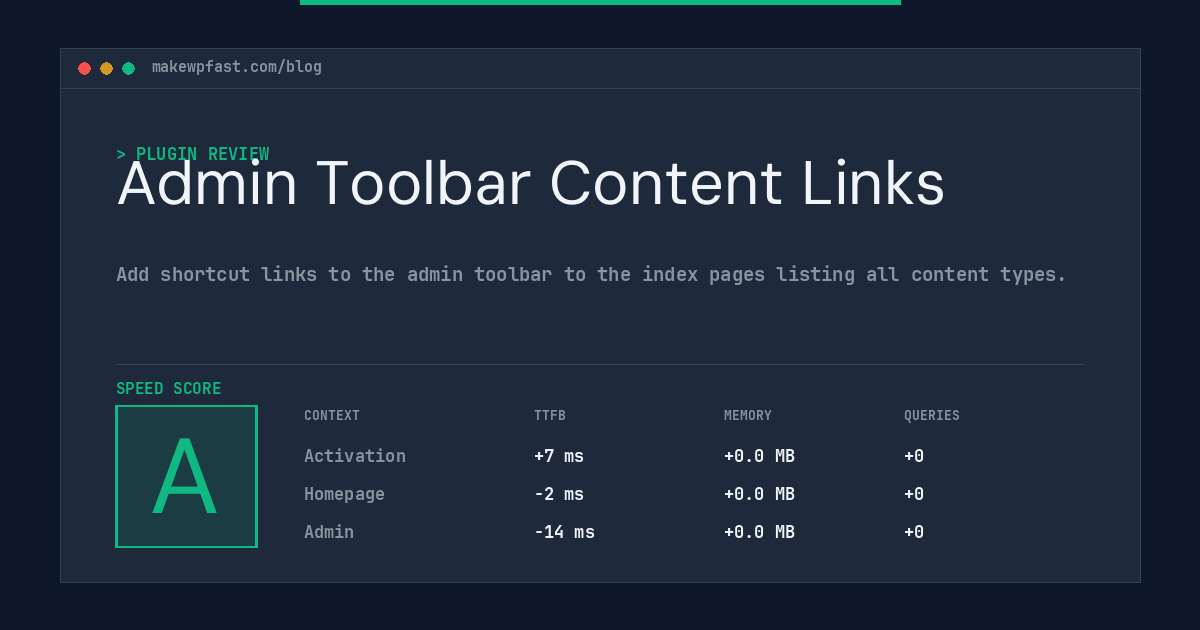 Admin Toolbar Content Links - MakeWPFast