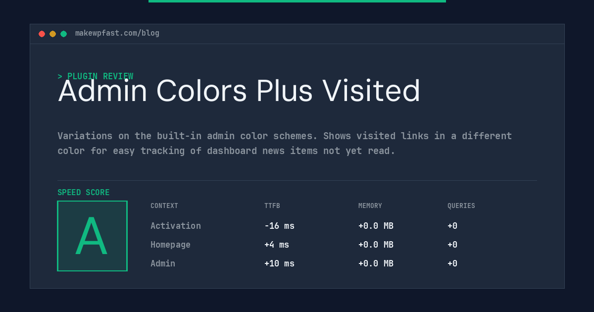 Admin Colors Plus Visited - MakeWPFast