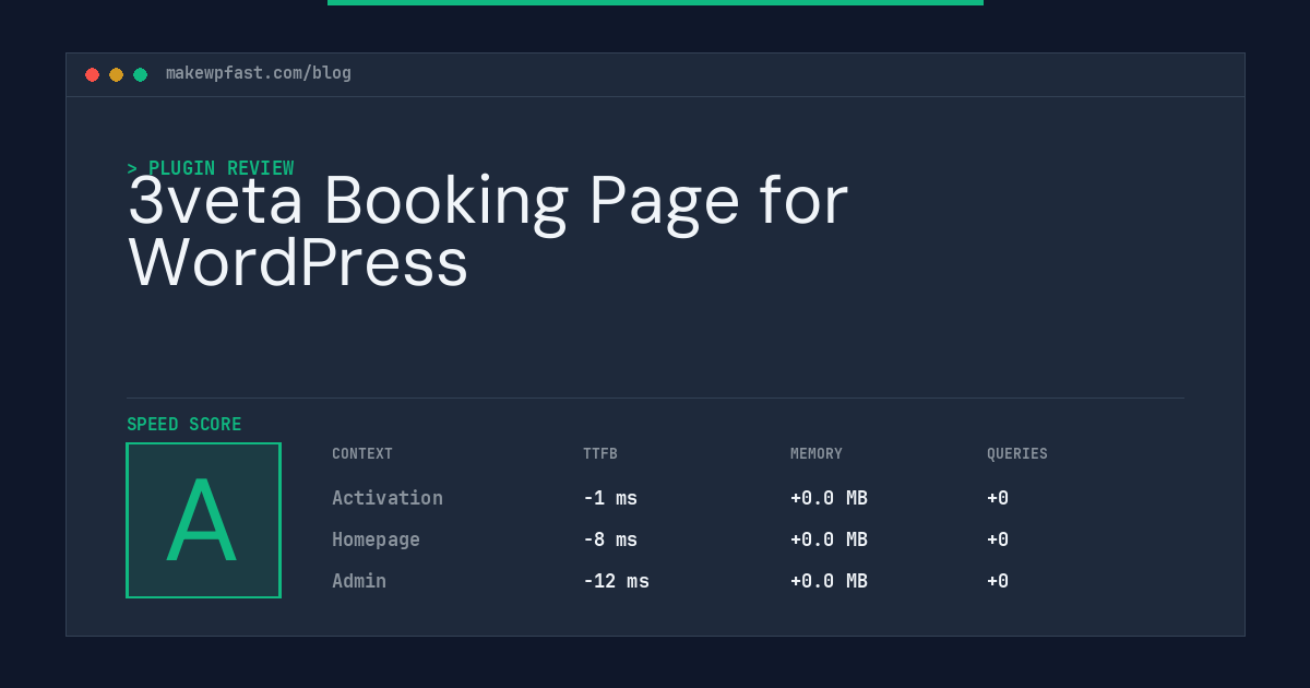 3veta Booking Page for WordPress - MakeWPFast
