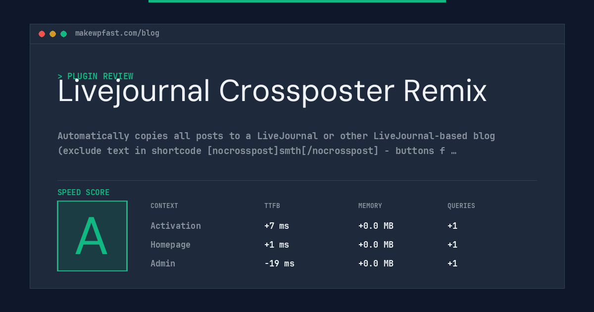 Livejournal Crossposter Remix - MakeWPFast