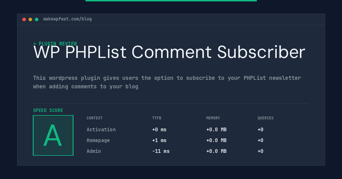WP PHPList Comment Subscriber - MakeWPFast