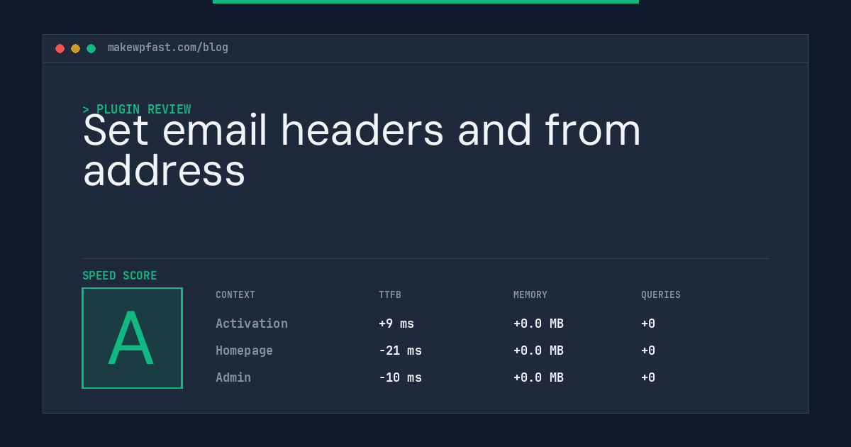 Set email headers and from address - MakeWPFast