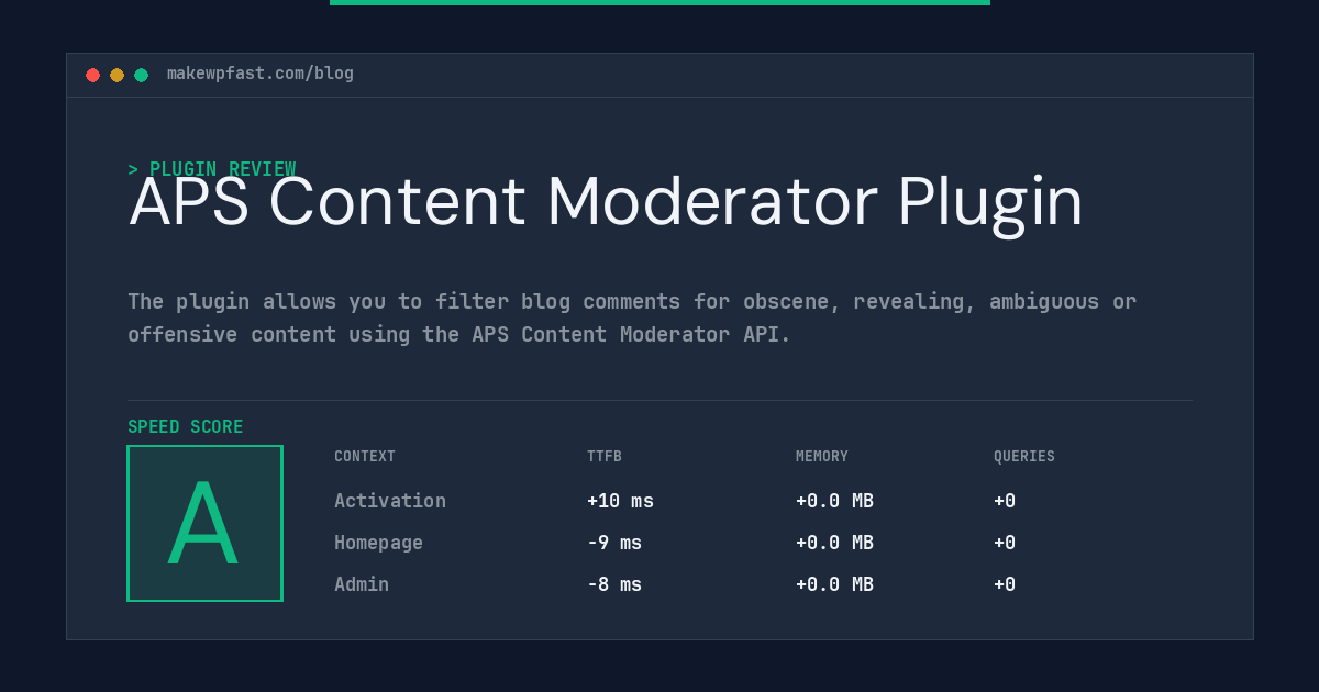 APS Content Moderator Plugin - MakeWPFast